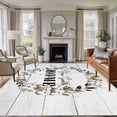 thumbnail image 1 of Farmhouse Wreath Area Rugs 8'x10', Washable Small Throw Rugs for Living Room Patio, Sweet Home Rustic Plants Texture Grey Wood Indoor Outdoor Rug Non-Slip Low Pile Carpet Runner Reversible Floor Mats, 1 of 8