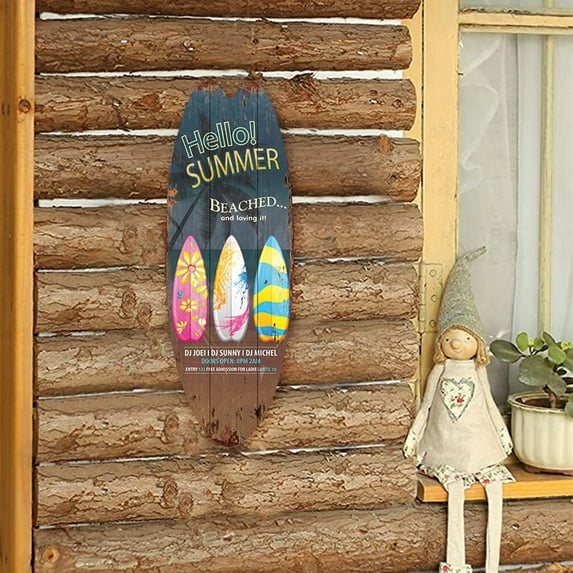 Farmhouse Wreath Casual Summer Beach Surfing Door Sign Decor Sign For Home Bar Wall Front Door Pendant Holiday Wooden Hangs, Household Pendant