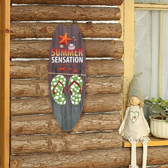 Farmhouse Wreath Casual Summer Beach Surfing Door Sign Decor Sign For Home Bar Wall Front Door Pendant Holiday Wooden Hangs, Household Pendant