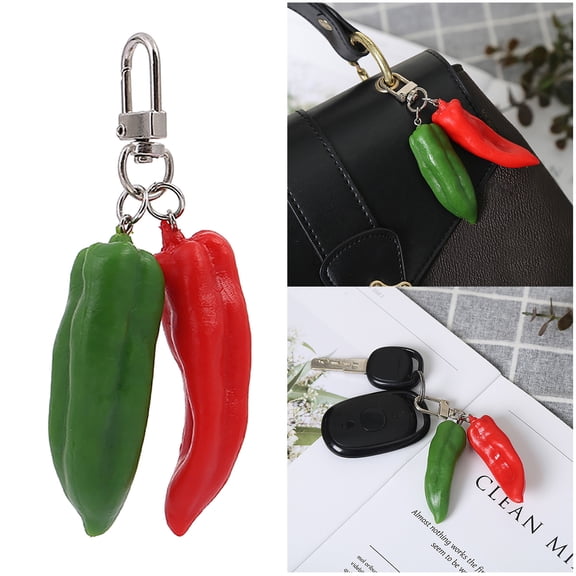 Farmhouse Wreath Creative 3D Vegetable Key Chain Red Green Keychain Key Ring For Women Bag Pendant Decoration Gift,Red Household Pendant