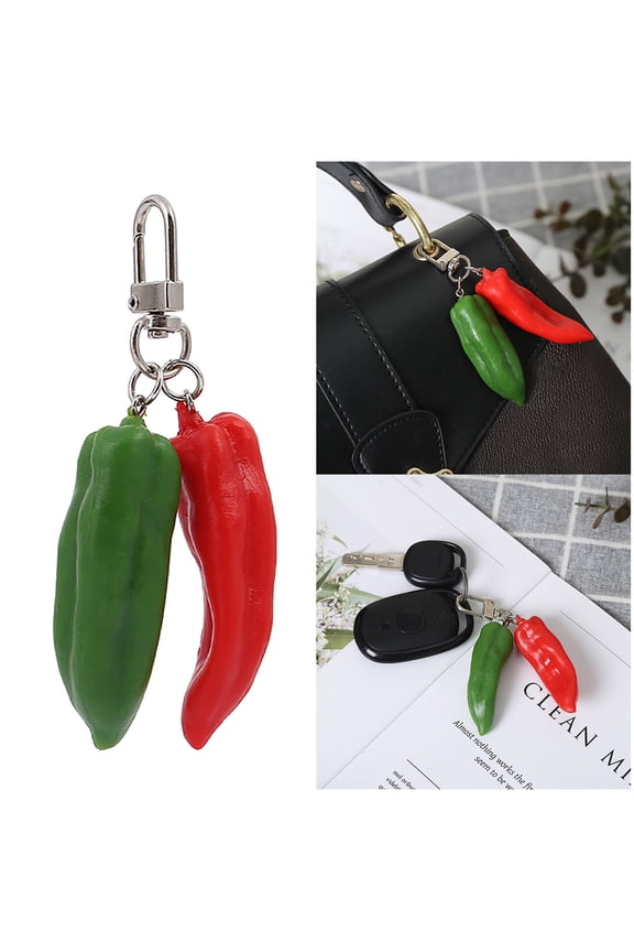 Farmhouse Wreath Creative 3D Vegetable Key Chain Red Green Keychain Key Ring For Women Bag Pendant Decoration Gift,Red Household Pendant
