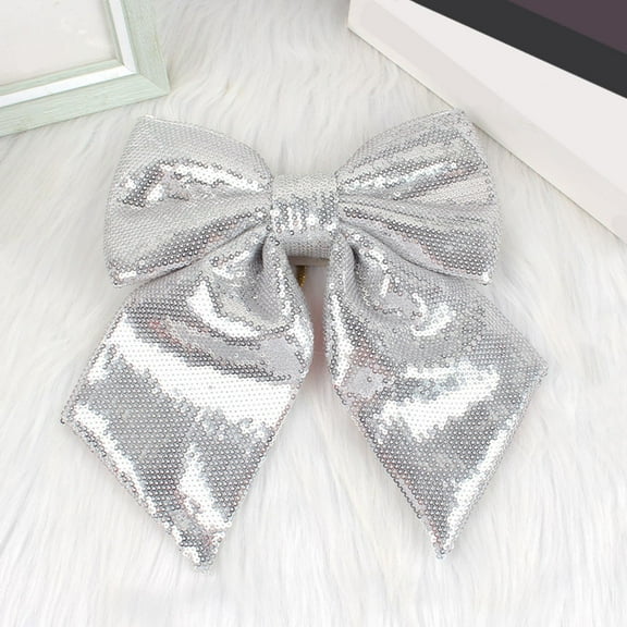 Farmhouse Wreath Decoration Sequin Bow Glitter Diy Bow Tie Scene Arrangement Accessories,Silver Household Pendant