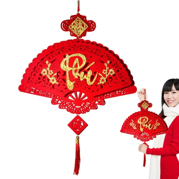 Farmhouse Wreath Vietnamese New Year Decorations 2025 | Vietnamese New Year Ornament Red New Year Home Decoration Spring Festival Decorations Chinese Spring Festival Red Ornament New Year Dec, Househ