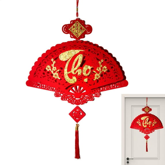 Farmhouse Wreath Vietnamese New Year Decorations 2025 | Vietnamese New Year Ornament Red New Year Home Decoration Spring Festival Decorations Chinese Spring Festival Red Ornament New Year Dec, Househ
