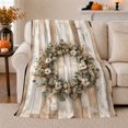 thumbnail image 1 of Farmhouse Wreath Wood Plank Flannel Blanket, Cozy Rustic Sofa Throw for Cottage Lovers and Farmhouse Fans, Warm Bedroom Reading Nook Home Decor, Housewarming Christmas Gift, 1 of 9