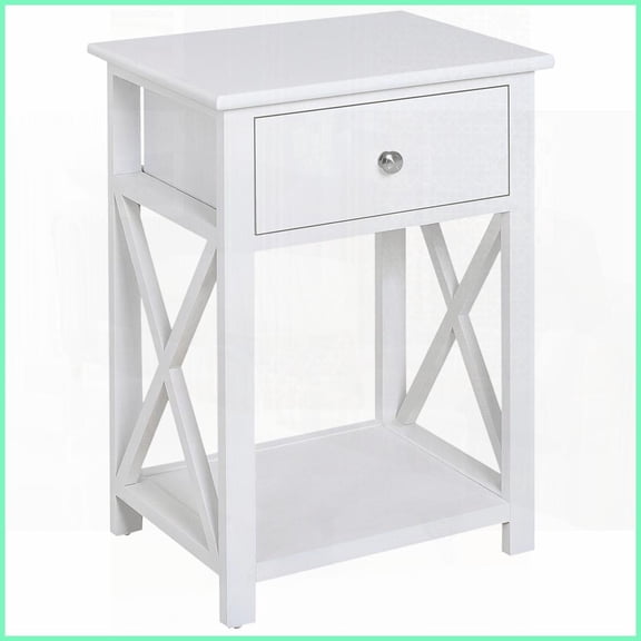 Farmhouse X-Frame Coffee Table for Living Room Space-Saving with Drawer & Shelf, Easy to Clean