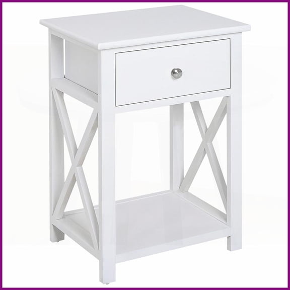 Farmhouse X-Frame Coffee Table for Living Room, Space-Saving with Drawer & Shelf, Easy to Clean