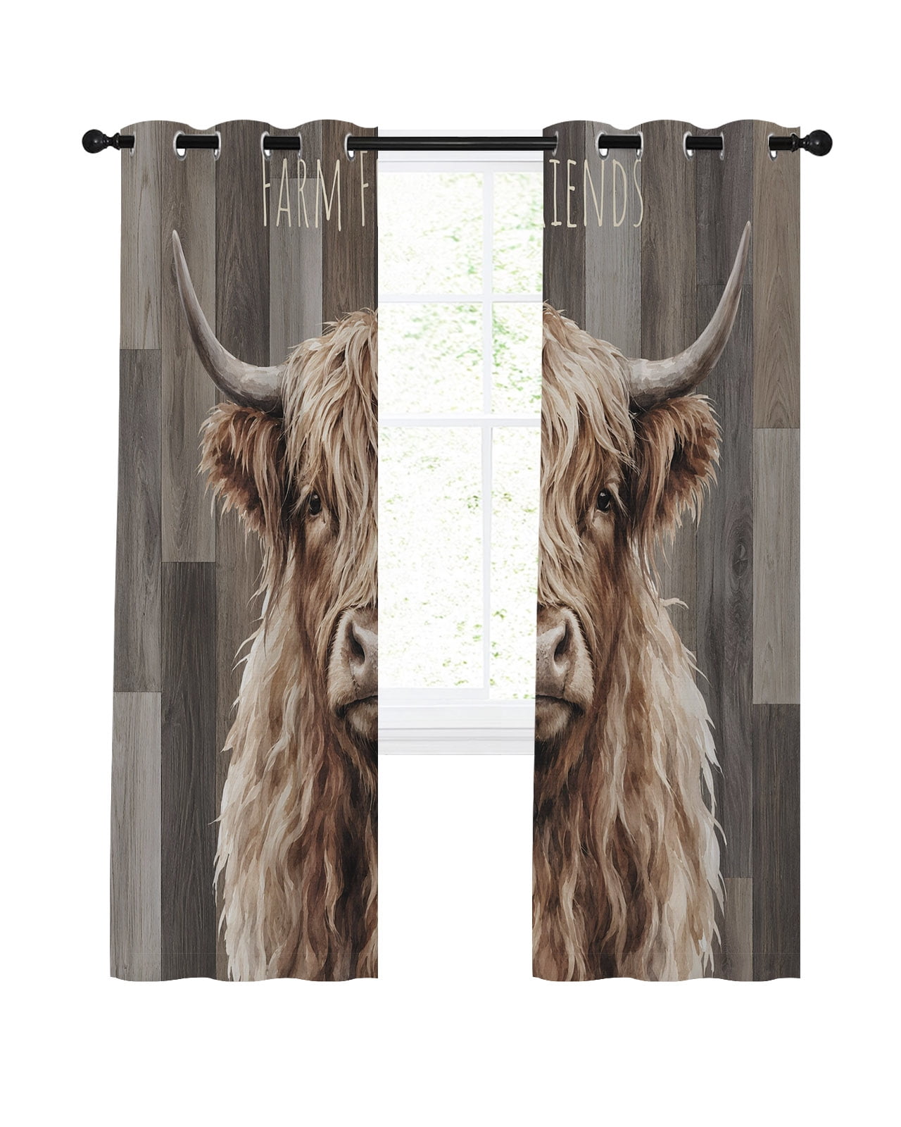 Farmhouse Yaks Blackout Curtains 84 Inches Length, Country Vintage