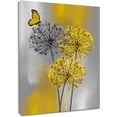 thumbnail image 1 of Farmhouse Yellow Dandelion Wall Art for Living Room Rustic Grey Floral and Butterfly Pictures Wall Decor Flower Nature Plant Framed Canvas Wall Art Bedroom Bathroom Home Decor,16L X 12W inches, 1 of 6
