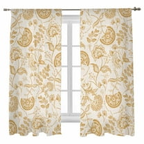Farmhouse Yellow Floral Sheer Curtains 63 inches Long 2 Panels Set Linen Boho Flower Rustic Country Sheer Window Curtain Rod Pocket Voile Drapes for Living Room/Bedroom, Each 52" W x 63" L