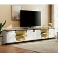 thumbnail image 1 of Farmhouse Yellow Light Sliding Barn Door TV Stand for TVs Up to 85 95 115 inch, Entertainment Center with Storage Cabinet, Console Table Adjustable Shelves,70'', 1 of 9