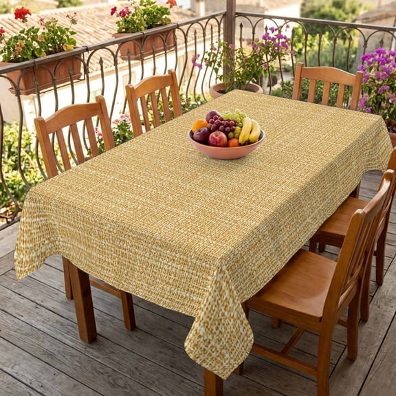 Farmhouse Yellow Linen Flax Table Cloth 60x84in, Waterproof Rectangle Tablecloth Wipeable Tablecloths Minimalist Burlap Texture Table Covers for Dining Tables Party Indoor Outdoor