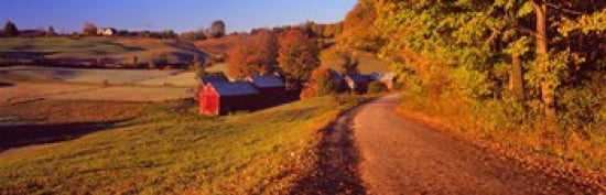 Farmhouse beside a country road Jenne Farm Vermont New England USA Canvas Art - Panoramic Images (36 x 12)