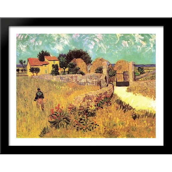 Farmhouse in Provence 36x28 Large Black Wood Framed Print Art by Vincent van Gogh