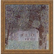 Farmhouse in Upper Austria 20x20 Gold Ornate Wood Framed Canvas Art by Gustav Klimt