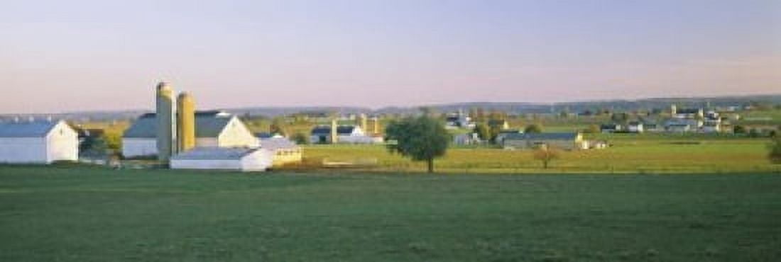 Farmhouse in a field Amish Farms Lancaster County Pennsylvania USA Canvas Art - Panoramic Images (18 x 6)