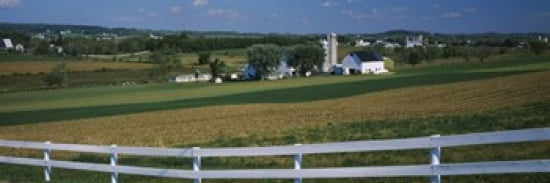 Farmhouse in a field Amish Farms Lancaster County Pennsylvania USA Canvas Art - Panoramic Images (36 x 12)