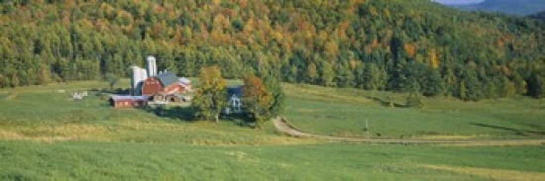 Farmhouse in a field Vermont USA Canvas Art - Panoramic Images (18 x 6)
