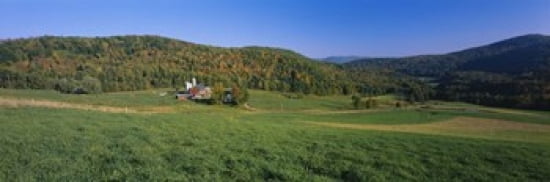 Farmhouse in a field Vermont USA Canvas Art - Panoramic Images (36 x 12)