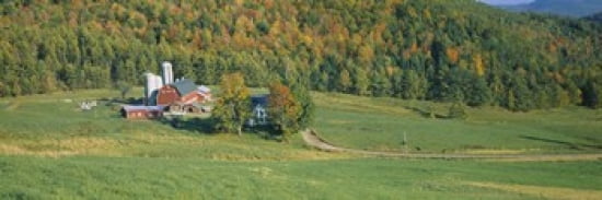 Farmhouse in a field Vermont USA Canvas Art - Panoramic Images (36 x 12)