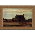 thumbnail image 1 of Farmhouse with Peat Stacks 24x18 Gold Ornate Wood Framed Canvas Art by Vincent van Gogh, 1 of 2