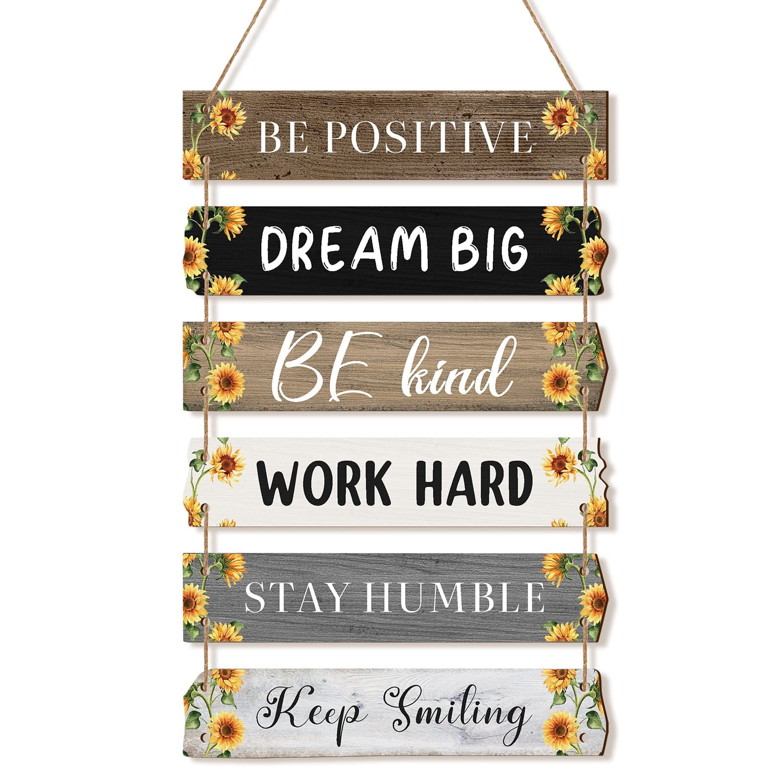 Farmhouse wooden wall signs, 6 pieces rustic inspirational quotes decor ...