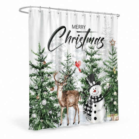 Farmhousemas Forest Shower Curtain Set Rustic Winter Woodland Snowy ...