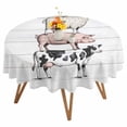 thumbnail image 1 of Farmhouses Animal Round Tablecloth 54 inches Cow Sheep Pig Chicken Wood Grain Waterproof Oil-Proof Table Cloth Round Table Cover for Holiday Party Picnic Dinner Decor Indoor and Outdoor Use, 1 of 9