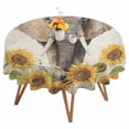 thumbnail image 1 of Farmhouses Round Tablecloth 60 inches Elephants And Sunflowers Vintage Brown Background Waterproof Oil-Proof Table Cloth Round Table Cover for Holiday Party Picnic Dinner Decor Indoor and Outdoor Use, 1 of 9