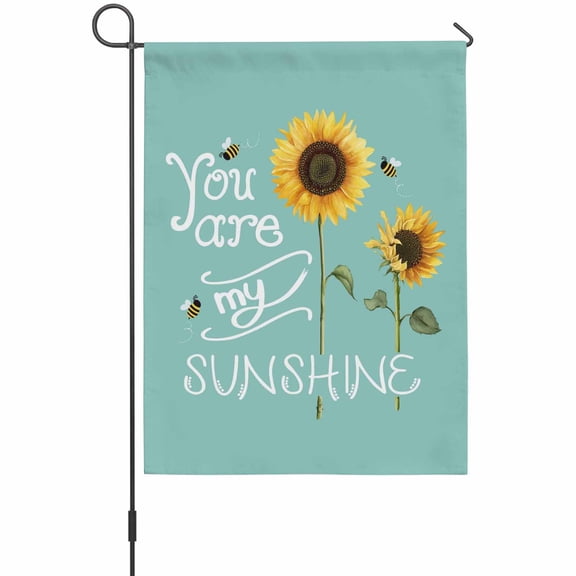 Farmhouses Sunflowers Garden Flags For Outdoor, You Are My Sunshine Teal Background Small Double Side Yard Flags Weather Proof Garden Decor for Lawn Outside Holiday 12 x 18 Inches