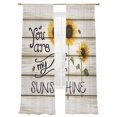 thumbnail image 1 of Farmhouses Sunflowers Sheer Curtains for Living Room Bedroom, You Are My Sunshine Beige Wood Grain Light Filtering Sheer Curtains, Rod Pocket Voile Window Drapes, 2 Panels Set 52"x 108", 1 of 7