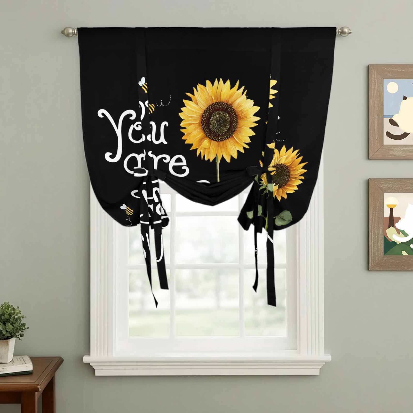 Farmhouses Sunflowers Tie Up Curtain 45 Inches Long, You Are My ...