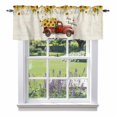 thumbnail image 1 of Farmhouses Sunflowers Valance Curtain Retro Floral Leaves Red Truck Retro Window Valances Rod Pocket Short Curtains Window Treatments for Kitchen Bedroom Bathroom Laundry 42" x 18", 1 of 9