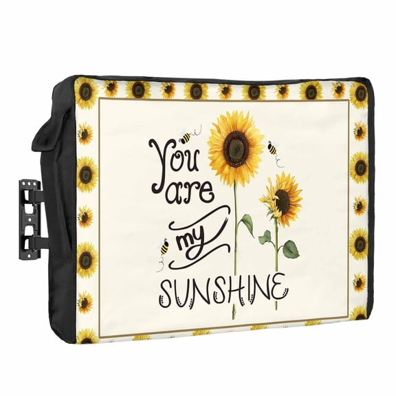 Farmhouses Sunflowers Waterproof Outdoor TV Cover, You Are My Sunshine Floral Border Outside Weatherproof TV Enclosures for 30 to 32 Inch LCD Television Shield Flat Screen Protectors