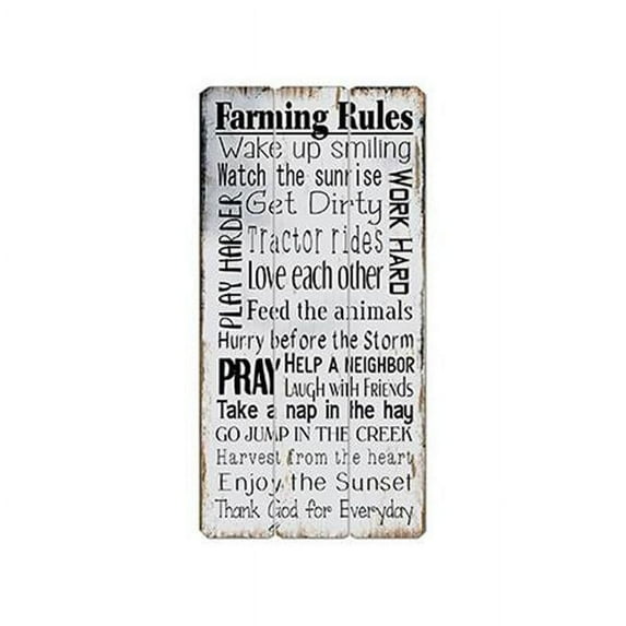 Farming Rules Wooden Sign Wall Decor