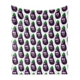 thumbnail image 1 of Farming Soft Flannel Fleece Blanket, Funny Eggplants Smiling Cheerful Faces Organic Food Cook Theme Cartoon, Cozy Plush for Indoor and Outdoor Use, 70" x 90", Dark Purple and Green, by Ambesonne, 1 of 5