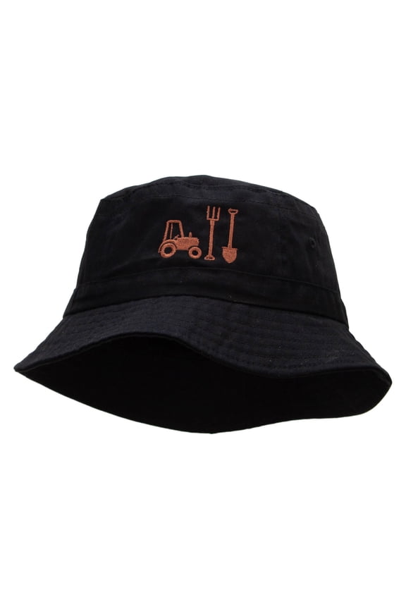 Farming Tool Embroidered Bucket Hat - Black OSFM