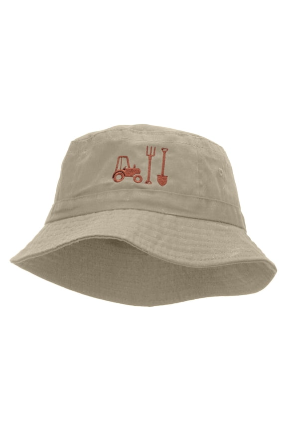 Farming Tool Embroidered Bucket Hat - Natural OSFM