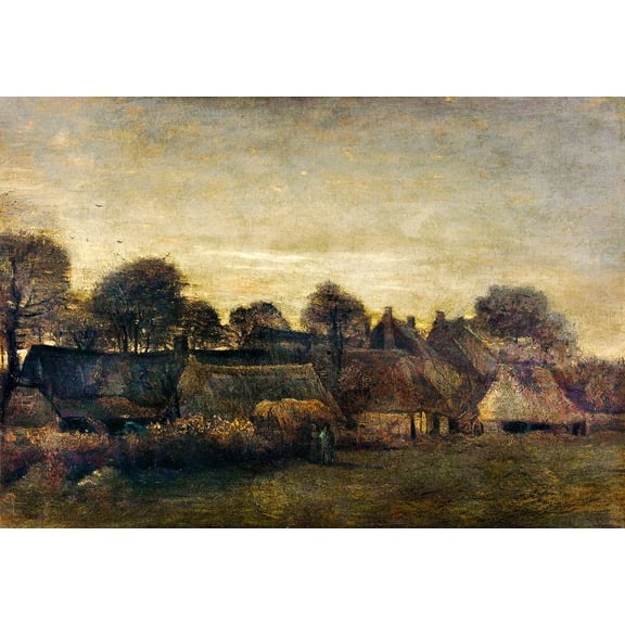 Farming Village at Twilight by Vincent van Gogh - 12" x 18" Art Print Wall Decor