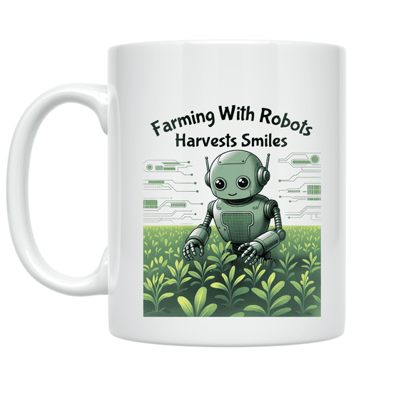 Farming With Robots Harvests Smiles - Tech Farming Enthusiast - 11 oz Ceramic Coffee Mug
