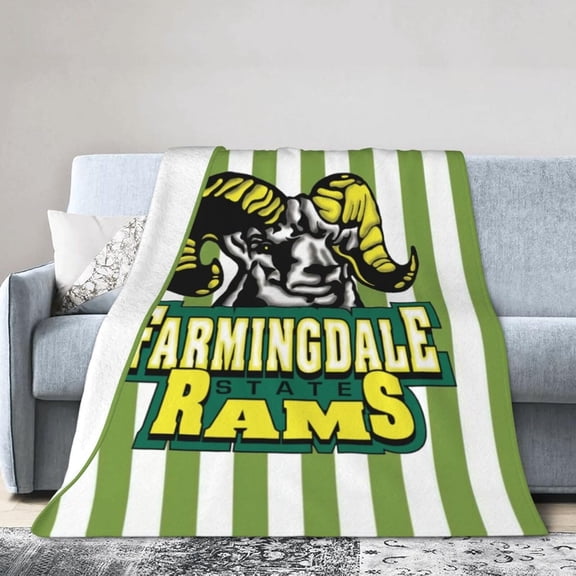Farmingdale State College Logo Fleece Blanket, Very Soft Microfiber Flannel Blanket for Couch Warm and Cozy for All Seasons, Black