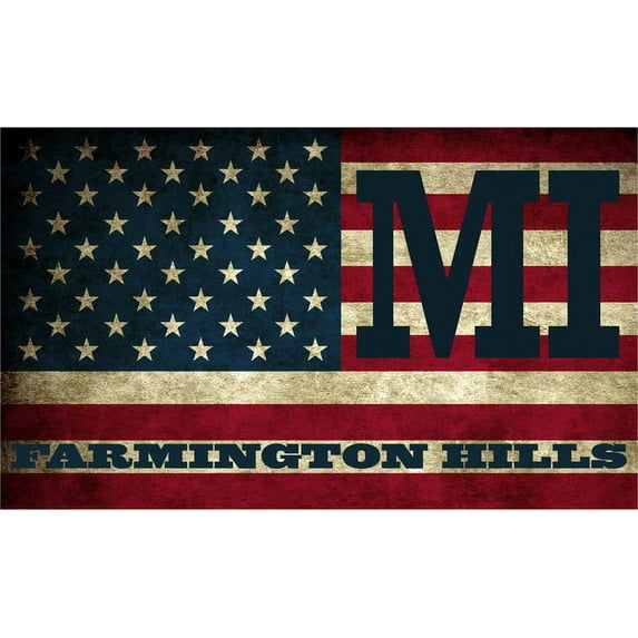 Farmington Hills MI Michigan Oakland County Vintage US Flag Decal Bumper Sticker 3M Vinyl 3" x 5"