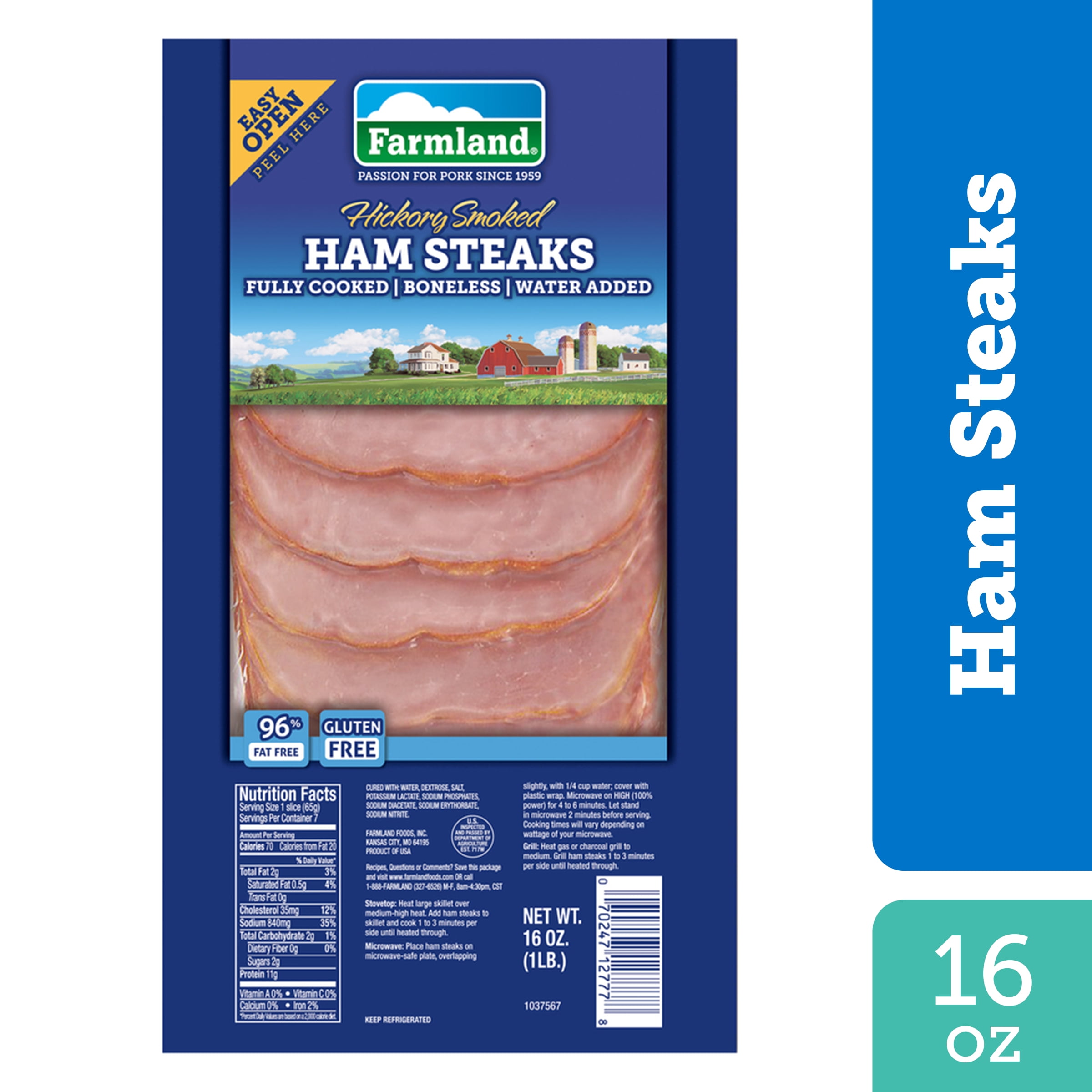 Farmland Hickory Smoked Boneless Ham Steaks, Gluten Free, 16 oz