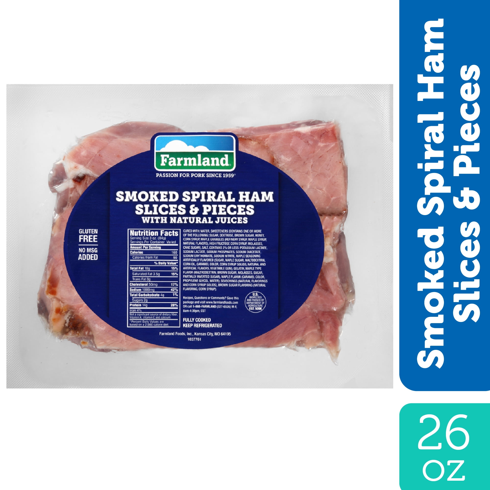 Farmland, Pork, Smoked, Spiral Ham Slices & Pieces, 26oz
