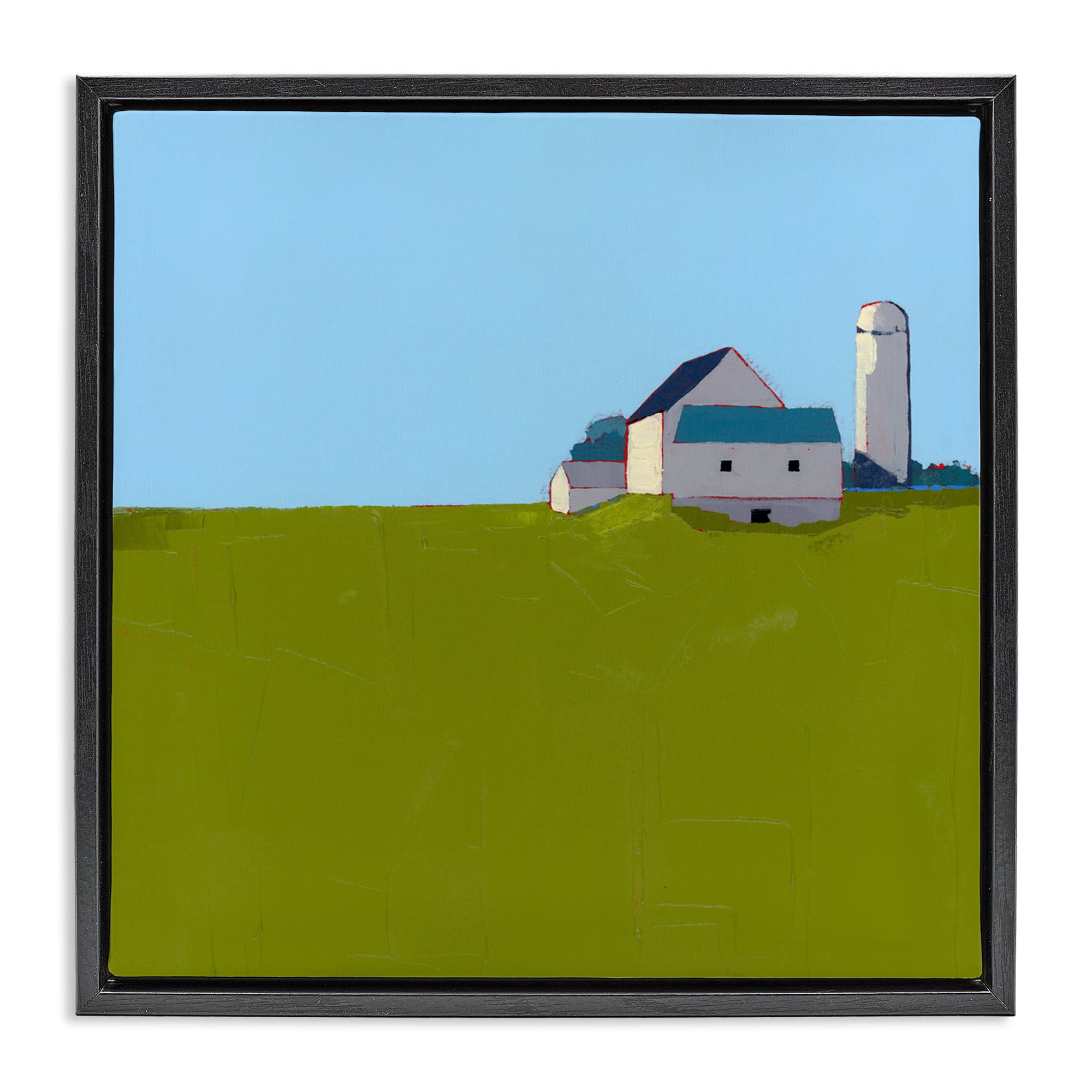 Farmland Silo in Distance Black Framed Floater Canvas Wall Art, design by Ruth LaGue