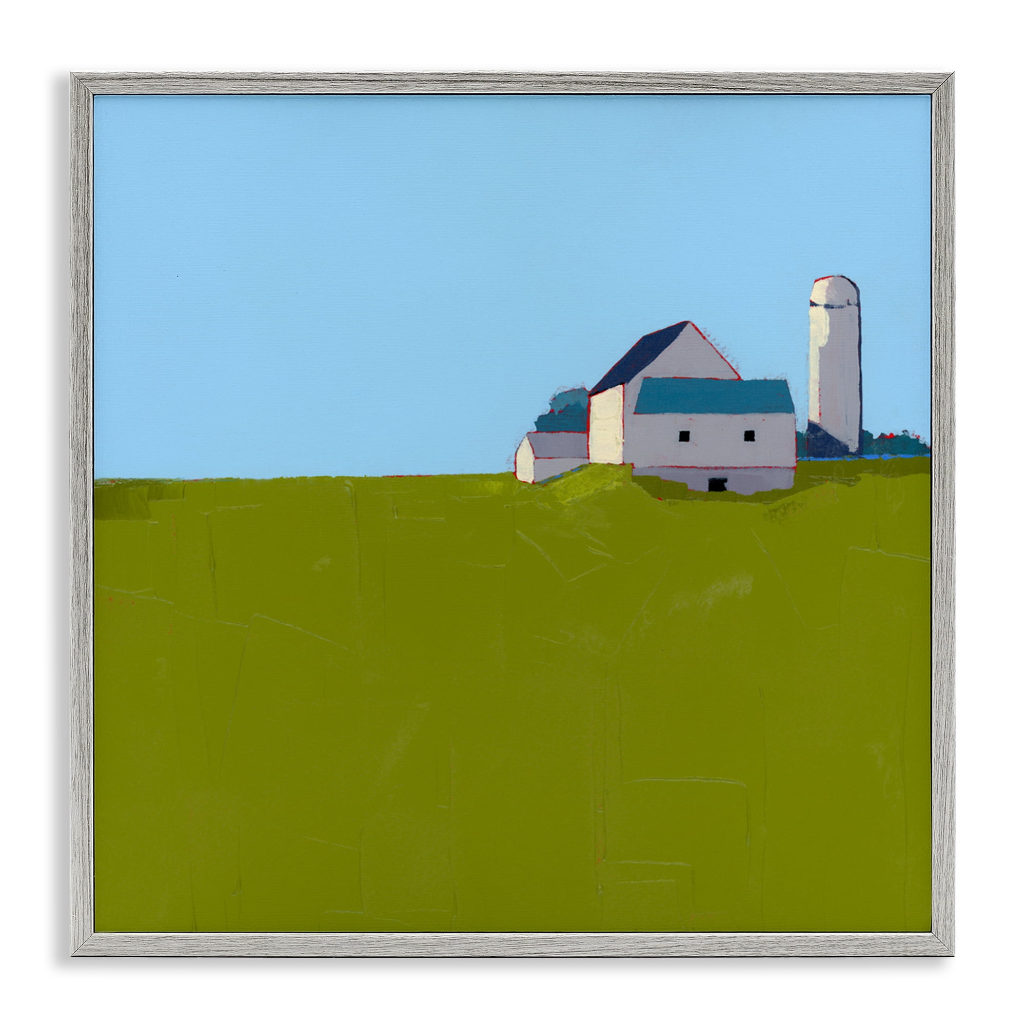 Farmland Silo in Distance Gray Framed Giclee Art, design by Ruth LaGue