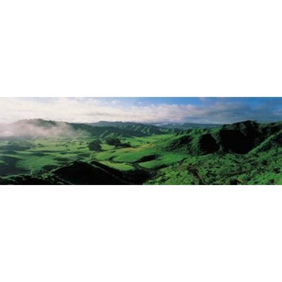 Farmland Taranaki New Zealand Poster Print (18 x 6)