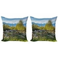 thumbnail image 1 of Ambesonne Landscape Throw Pillow Cover 2 Pack, Snowy Alps Mountain, 24", Green Blue, 1 of 2