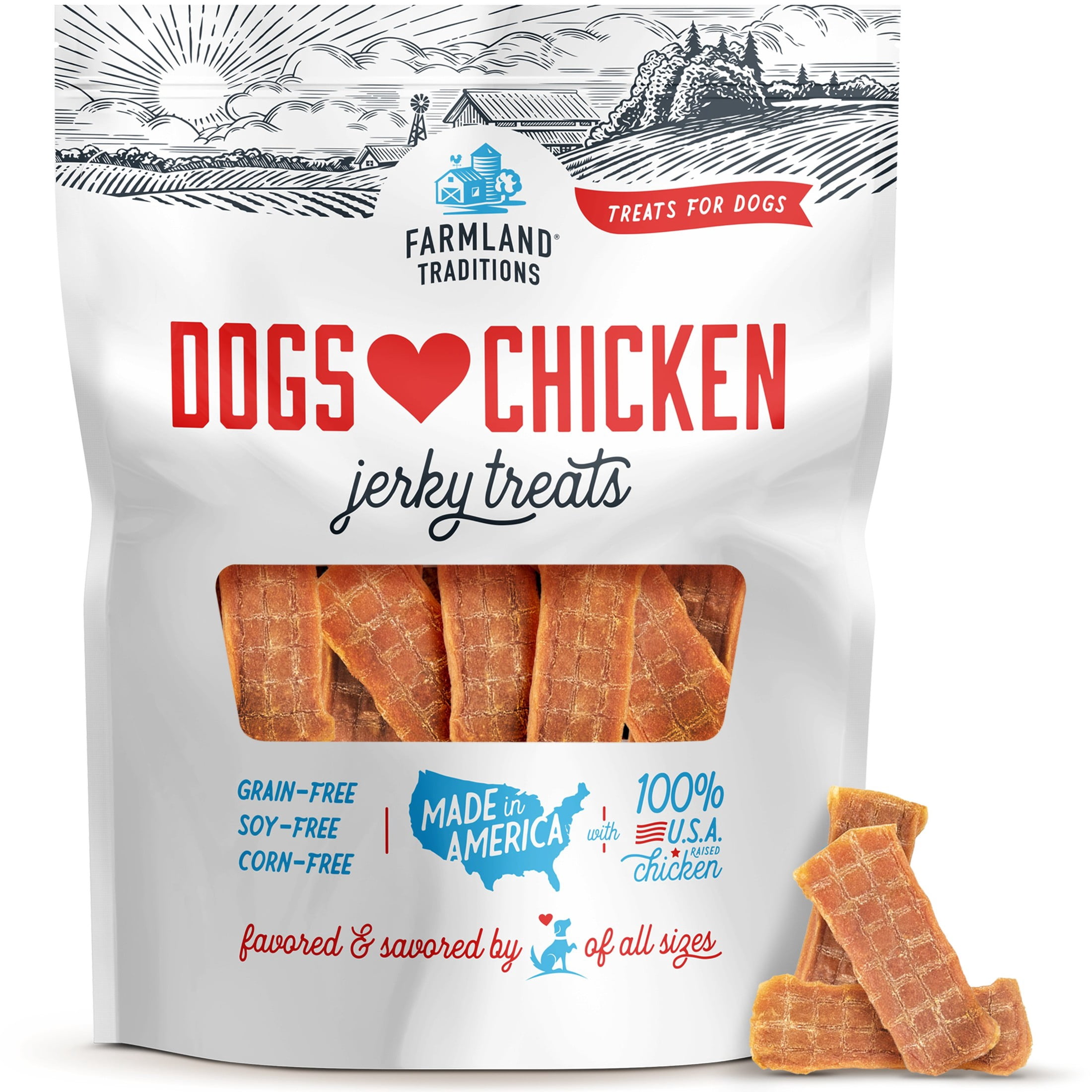 Farmland Traditions Dogs Love Chicken Jerky Dog Treats, Premium Two-Ingredient Dog Jerky with USA-Raised Chicken, 3-Pound Bag