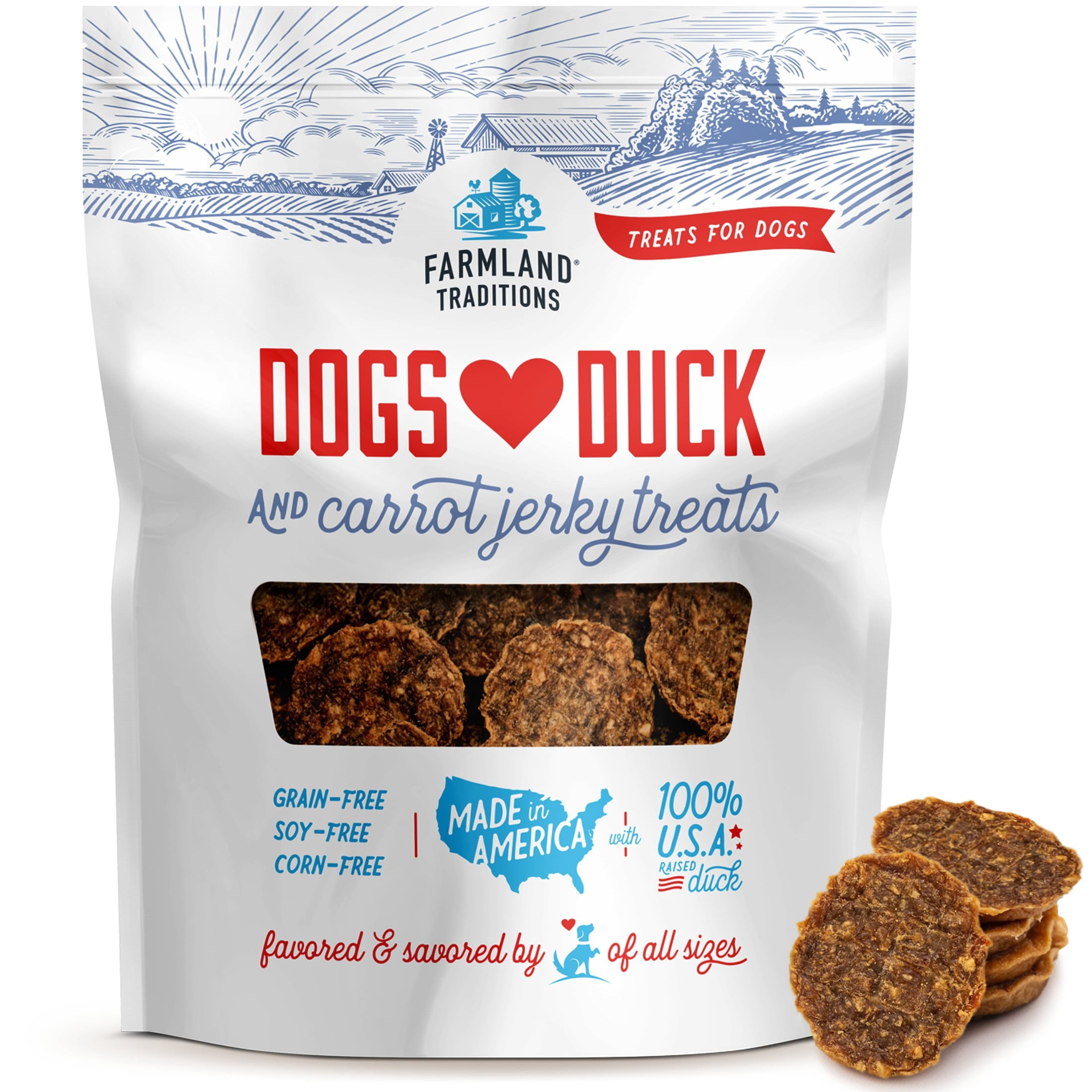 Farmland Traditions Filler Free Dogs Love Duck & Carrot Premium Jerky Treats. (2.5 lb)